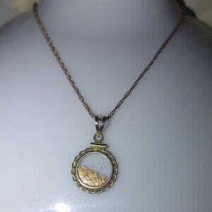 22k Gold Encapsulated Loose Nugget 12k YG GF Pendant plus 12k GF Necklace